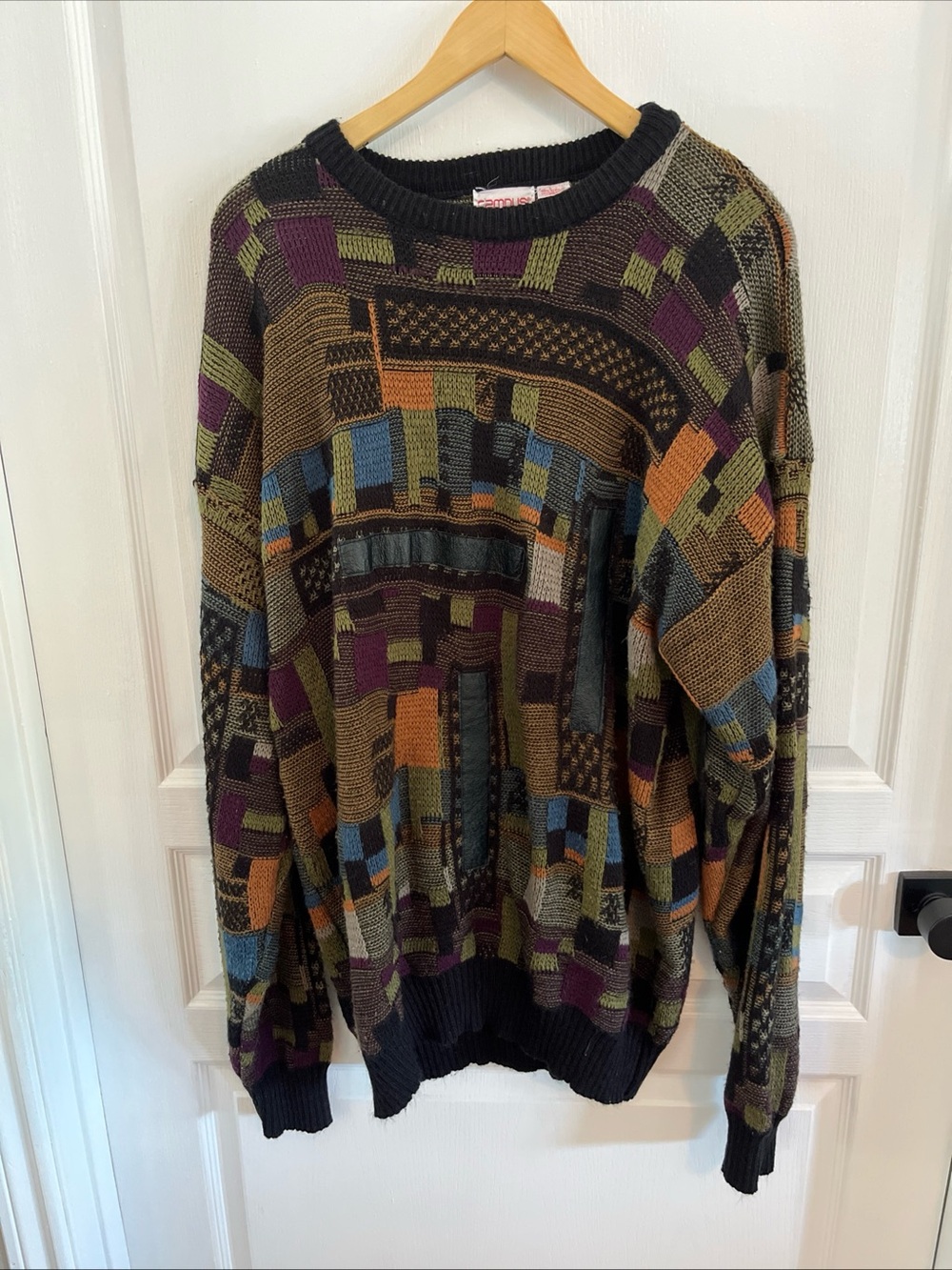 Campus  Geometric Knit Sweater - Men's Crewneck 2XL Tall Coogi like design